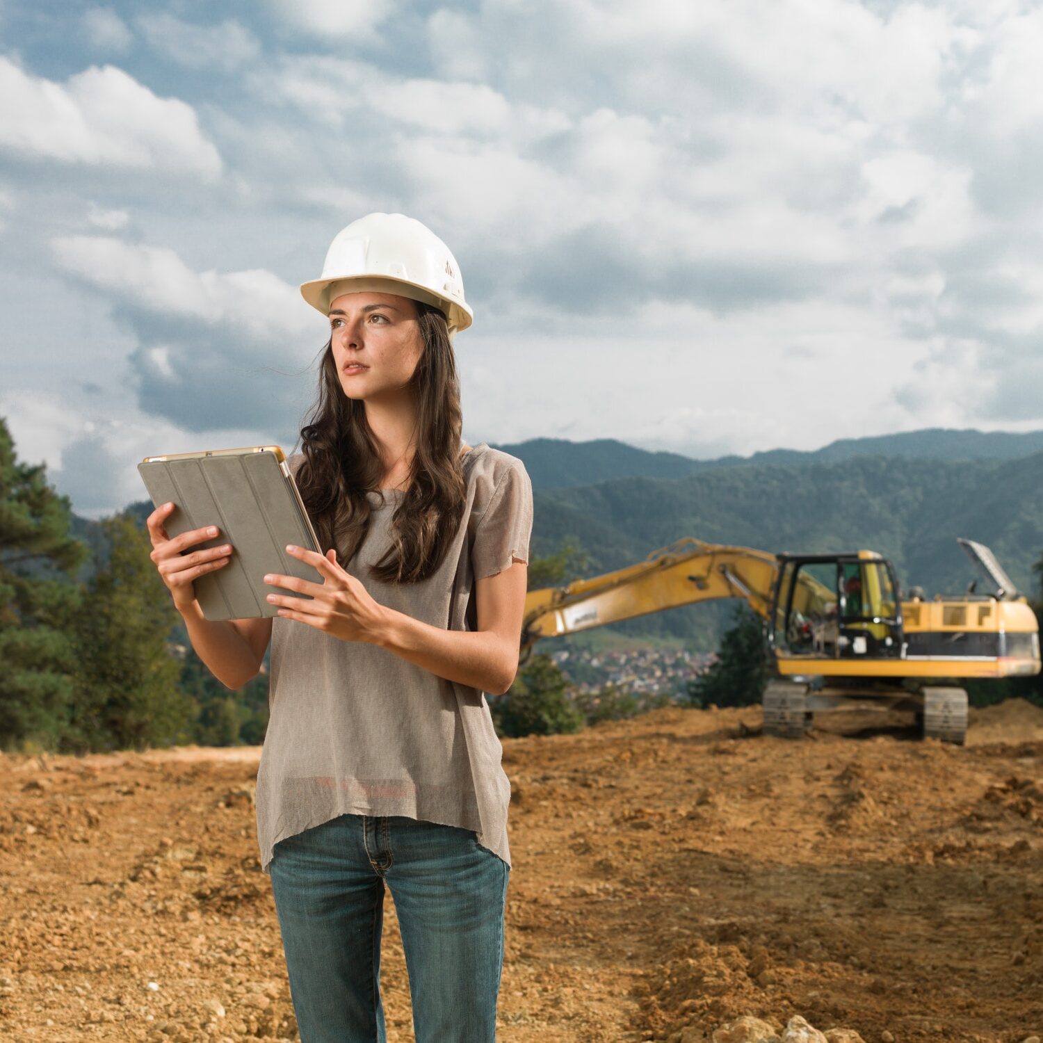female architect supervising construction