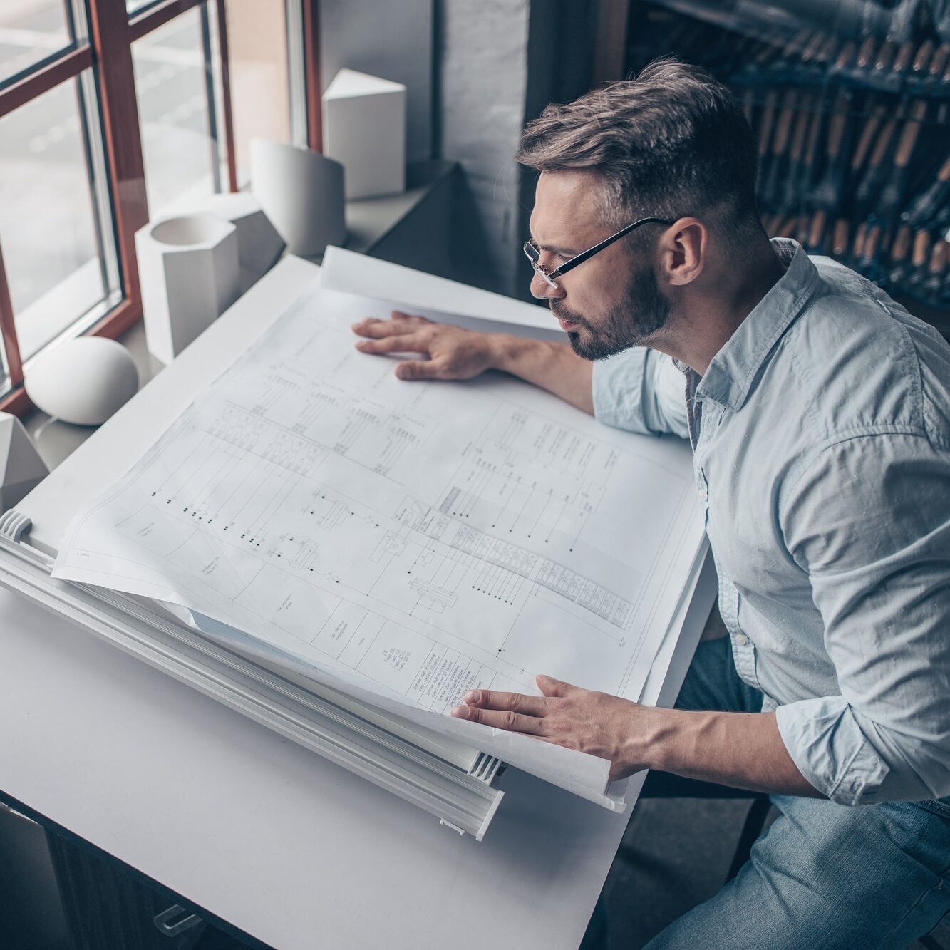 Mature architect at work